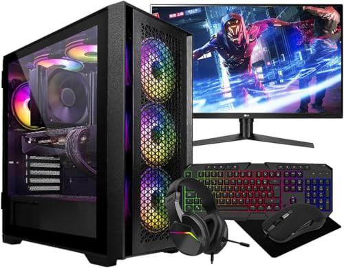 Computek Gaming PC Bundle, Intel Core i7, 16GB RAM, 256GB SSD, 500GB HDD, GT730 2GB Graphics, 22 Monitor, Windows 11