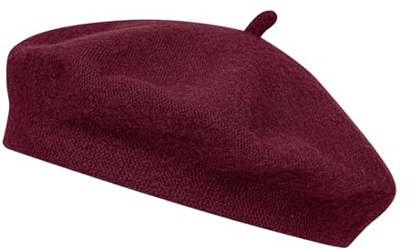 Alaoo Berretto Francese Donna, Berretto Classico, Cappello Parigino Donna, Moderno Cappello da Pittore, Berretto Artista, Cappello abbinato all'abbigliamento(Rosso vino)