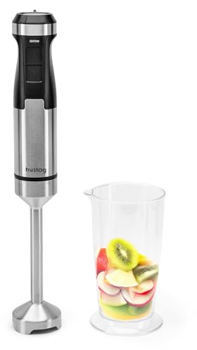Huslog BlendFlex Stabmixer 1500W – Edelstahl Handmixer mit 20 Geschwindigkeiten & Turbo-Funktion, inkl. 600ml Messbecher – Pürierstab für Smoothies, Suppen, Soßen & Babynahrung