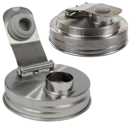 WJnflQN Preserving Lids, Pack of 2 Airtight Stainless Steel Airtight | Pouring Lids for Jars - For Salad Dressing Home Drinks Storage Food Cans Kitchen Sweets Biscuits