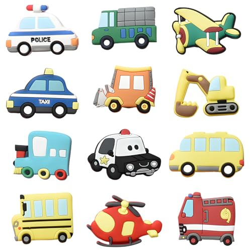 Fridge Magnets for Kids, Toddler Fridges Magnets, 12 Fun Cartoon Vehicle Designs, Kids Fridge Magnets, Colorful Refrigerator Magnets for Learning and Play