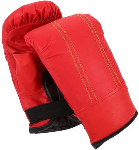 PRETYZOOM Boxhandschuhe aus Leder mit Atmungsaktivem Polyurethanschaum Praktische Kickboxhandschuhe für Boxtraining und Mixed Martial Arts 1 Paar Rot