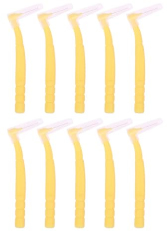 Interdentalborstar och tandtrådspinnar, Interdentalborste L-formad flerfärgad 8,5 cm Förpackning med 10 st(Yellow)
