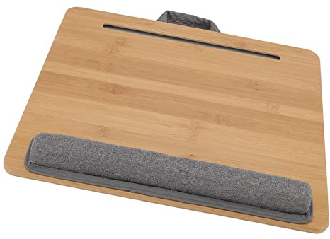 OEBUAFI Table D'ordinateur Portable en Bambou, Coussin Stable, Bureau Ergonomique pour Lire, écrire, Plateau de Lit Portable pour Les Voyages au Bureau, 16,5 X 13,4 Pouces