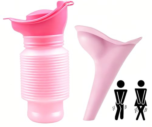 QYEHF Urinoir Rétractable, Urinoir Homme Femme Portable 750 ML, Bouteille Urine Réutilisable, Les déplacements comme la randonnée, Le Camping, Les activités, la Voiture (Rose)