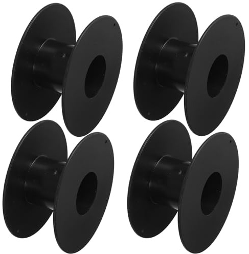 FOYTOKI Carretes de Cable Eléctrico de Plástico Negro, Organizador de Cables Gran Capacidad, Resistente a Deformaciones, Adecuado para Alambre de Cobre y Uso al Aire Libre, Paquete de 4