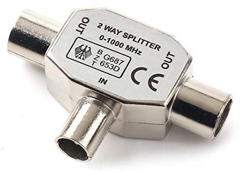 NANYI Stecker auf zwei weibliche TV Antenne Koaxial Koppler, T / F Typ Anschlussbuchse RF Coax Antenne Adapter Nickel Plating-1 Pack