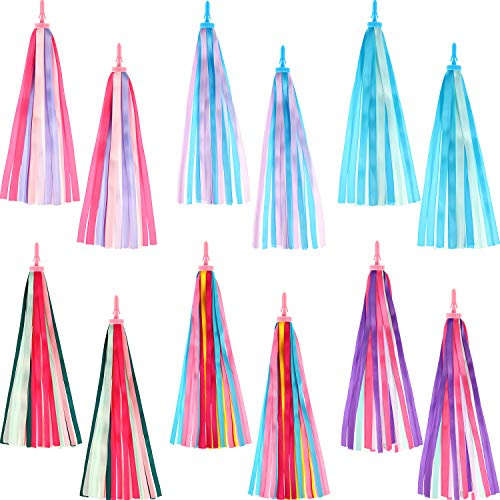 Zonon 6 Pairs Kid Bike Handlebar Streamers Bicycle Tassel Ribbon Scooter Bike Handlebar Streamer Bicycle Grips Tassel Decoration for Boys and Girls