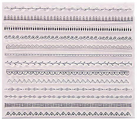 arriettycraft Transparente Gummistempel mit verschiedenen Wellen, Blätter und Linien, für Kartengestaltung, Dekoration und Scrapbooking-A1320