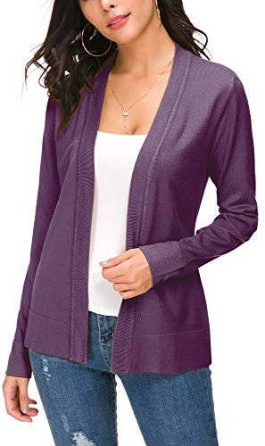 EXCHIC Femmes Manches Léger Manches Longues Devant Ouvert Tricoté Cardigan Gilets