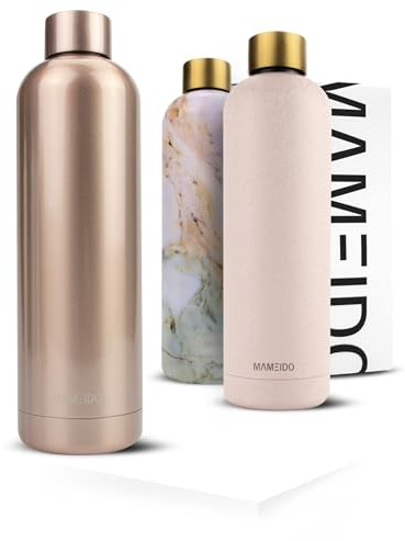 MAMEIDO Thermosflasche 750 ml, auslaufsichere Trinkflasche Edelstahl, Kohlensäure geeignet, BPA frei, Isolierflasche 12h heiß & 24h kalt (Rosé Quartz)