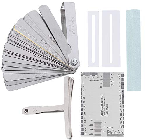 Das Gitarren-Werkzeugset mit Sander Radius Gauge String Action Lineal Griffbrettschutz eignet sich zum Messen und Einstellen von E-Gitarre, Bass, Banjo, Mandoline und verschiedenen Saiten-Instr