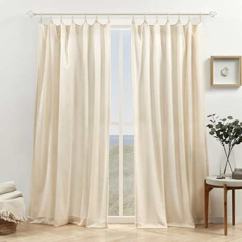 EXCLUSIVE HOME Bari Light Filtering Spiral Loop Tab Top Curtain Panels, 54x84, Champagne, Set of 2