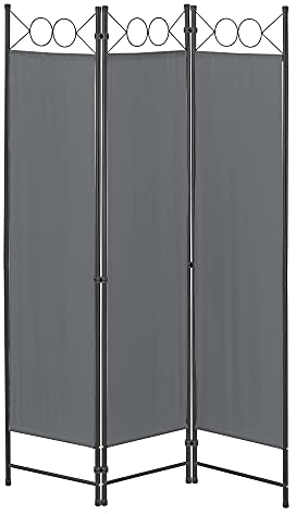 Raumteiler Saragossa 3-teilig 120x171 cm Paravent Trennwand 3-TLG. Sichtschutz Stellwand Spanische Wand Dunkelgrau