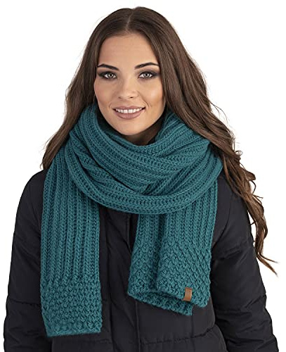 Vivisence Invernal Bufanda Elegante Para Damas Con Corte Clásico Hecha De Hilo Cálido Y Suave Ideal Para Los Días Fríos De Invierno Para Cada Ocasión, Turquesa Oscuro,Talla Única