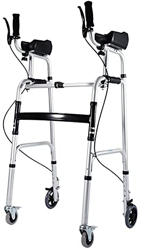 LXLA Gehhilfe für Senioren Senioren Aufrechter Walker Mit Handbremse&Armstütze,1-Knopf-Kompakt-Klapprollator,Leicht Verstellbare Höhe Mobilitätshilfe (Color : Without seat)