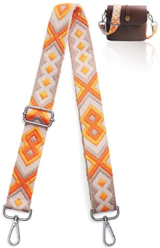 Taschengurt Bunter Schultergurt Tragegurt Breite 3.8cm Längenverstellbarer 75-135 cm für Schultertasche Tragetaschen,Silver Clasp,Orange