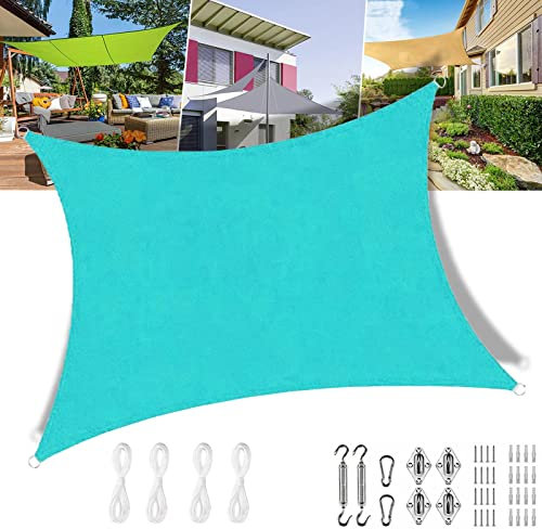 Voile d'ombrage Anti UV 2x3m Carre, Imperméable Voile dombrage pour Jardin Terrasse Camping Fête Piscine, sur Mesure avec Kit de Fixation, Bleu Ciel