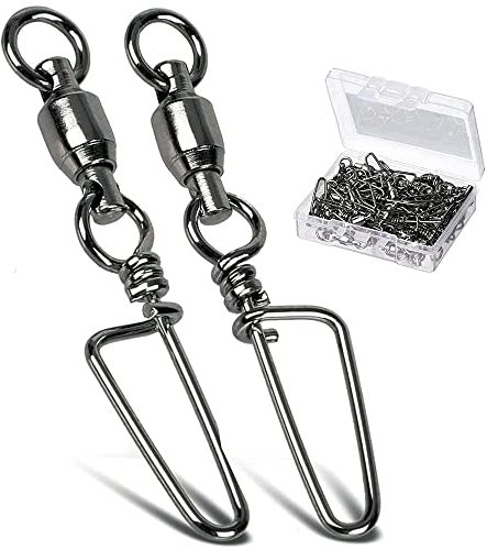 9Tong Kugellager Wirbel mit Coastlock Snap, Edelstahl geschweißter Ring für Angeln Salzwasser Standard Schwarz 25pcs 99lbs