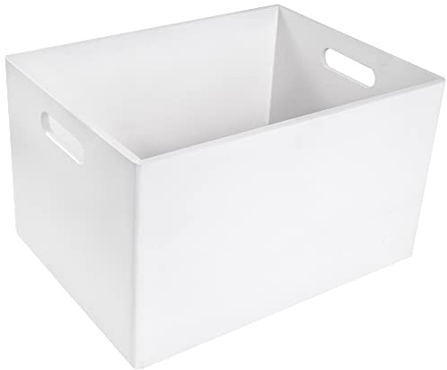 Creative Deco XXL Große Weiße Holzkiste Obstkiste Korb Ostern | 40x30x24cm | (+/-1cm) | mit Griffen | ohne Deckel | Hölzernen Kasten Holzbox Kiste | Für Dokumente Wertsachen Spielzeuge Werkzeuge
