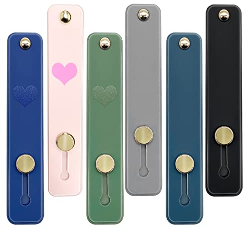 CKANDAY Lot de 6 supports télescopiques pour téléphone portable, 2 styles, support universel pour la plupart des smartphones, tablettes, motifs d'amour et couleurs unies