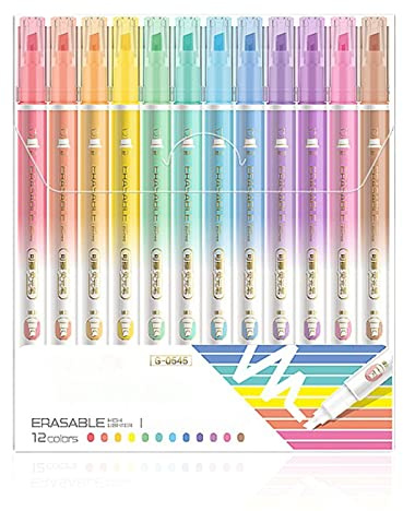 Wangduodu Resaltador Pastel borrable,rotuladores Color con Puntas Dobles,Juego rotuladores Pastel estéticos,rotulador resaltador para Escuela,Oficina,Suministros Escolares,resaltado