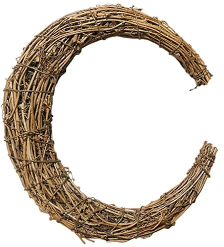 SEWACC Grape Vine Wreaths Twig Garland Christmas Garland Moon Shape Grapevine Twigs Fall Wreath for Wedding Holiday Door Wall Christmas Party Home Decor Moon Shaped Wreath Rattan