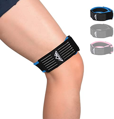 SupreGear Rodilla Protector Cinta para Tendón, Correa de banda IT para Rodilla, Cinta Rotuliana Ajustable, Cómoda y Transpirable con Compresión Adicional para el Síndrome de la Banda Iliotibial