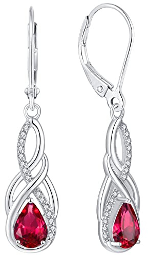 YL Unendlichkeit Keltischer Knoten Tropfen Ohrringe 925 Sterling Silber 12 Geburtsstein Zirkonia Ohrringe für Damen