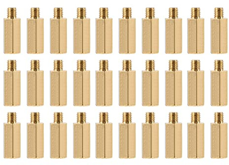 YOKIVE 30Stk M3 Standoff Schrauben Messing Sechskant PCB Abstandshalter Halten Höhe Einheitlich Groß für Hauptplatine (Gold Ton 10mm+3mm)