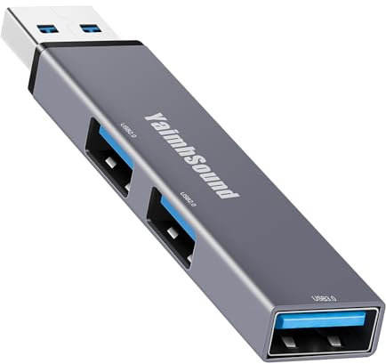 YaimhSound USB Hub 3.0, USB Extender Splitter,3-Port USB Adapter to USB Extension for Laptop,Keyborad,Mouse,Xbox,Flash Drive,SSD,Camera(Grey,Aluminum)