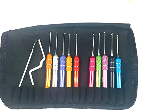 Huk/Honest Dietrich-Set mit buntem rundem Griff, Kaba-Türschloss, doppelendiges Dietrich-Werkzeug für Schlosser, 8-teilig