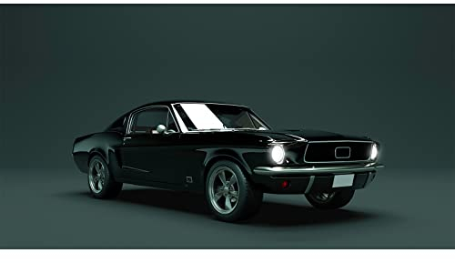 BRICOFLOR | Oldtimer Tapete modern | Mustang Fototapete petrol schwarz ideal für Jungenzimmer und Wohnzimmer | Bar Vliestapete mit Auto | 500 x 270 cm
