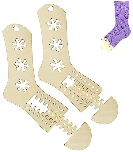 1 paio di calzini in legno Bloccante per calzini dimensioni regolabili calze in legno fai da te per lavori a maglia per lavori a maglia per amanti del artigianato modello a maglia (Fiocchi di neve)