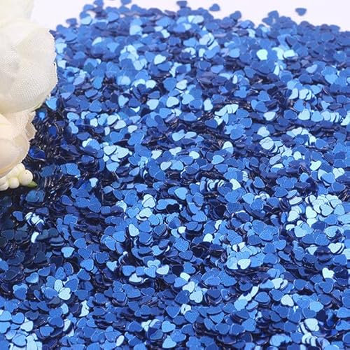 Umweltfreundliches PET, 3 mm, Herz-Nagel-Pailletten, hybrider holografischer Laser, silberfarbene Glitzer-Pailletten für Bastelarbeiten, Nagelkunst-Dekoration, Marineblau, 3 mm, 50 g