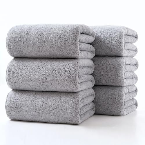 Lumimi Towels Juego de 6 toallas de baño de microfibra suave, increíblemente absorbentes, ligeras, de secado rápido y duraderas, 55 pulgadas de largo x 27 pulgadas de ancho, paquete de 6 unidades,