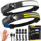 Head Torch Rechargeable,2 Pack 2000 Lumens 230° Wide Beam Super Bright Headtorch with Hands Free Sensor,Led Head Torch 1500mAh IPX5 Waterproof Lightweight,Headlamp for Adults Kids Camping,Fishing