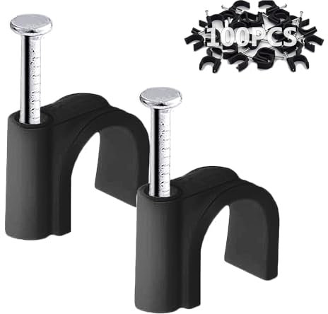 100PCS Round Cable Clips, 6MM Electrical Cable Wall Clip Cable Nail Clips Management, Wire Tidy Clips Pins Cable Tacks for Ethernet, Electrical Cables, Wires