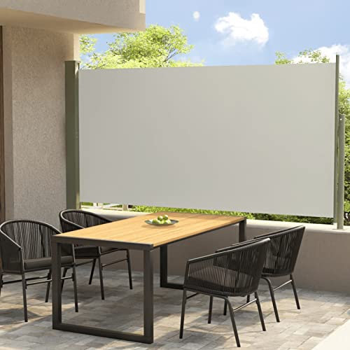 Chaduof Seitenmarkise Ausziehbar, Windschutz, Seitenmarkise, Sichtschutz Ausziehbar, Seitenwandmarkiese, 160x300 cm Creme