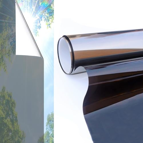 Spiegelfolie Fensterfolie Sichtschutz, Fensterfolie Sonnenschutz, Von Innen Durchsichtig Von Aussen Blickdicht, Selbsthaftend Sonnenschutz Anti-UV Folie, Rückstandslose Sonnenschutz Folie(30 * 100CM)