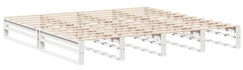vidaXL Massivholzbett, Bettgestell Bettrahmen mit Lattenrost, Holzbett Bett für Schlafzimmer, Palettenbett Doppelbett, Weiß 200x200cm Kiefer