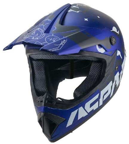Kinder Crosshelm Spark AHP – Motocrosshelm Helm Motorradhelm Motocross Jethelm Kinderhelm für ATV Quad und Dirtbike (XS)