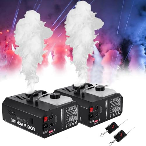 Ridgeyard Lot de 2 machines à fumée DMX 1500 W avec télécommande sans fil pour mariage, fête, théâtre, Halloween, Noël et réservoir de 2 l, couverture de brouillard 10-100 m²