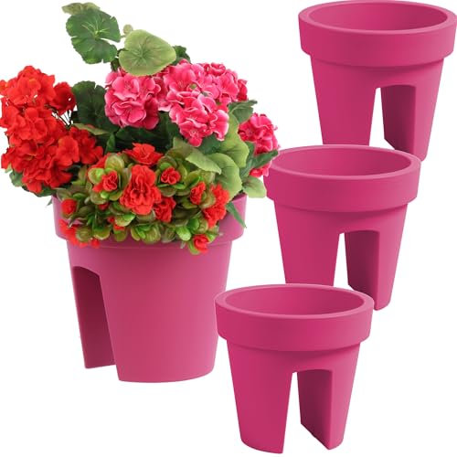 botle Lot de 3 jardinières de balcon - Jardinière de balcon - Jardinière de balcon - 24,5 cm - 5 l - Fuchsia - Jardinière ovale pour balcon