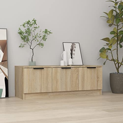puraday TV-Schrank Wohnzimmer Holzwerkstoff 102x35x36,5 cm Sonoma-Eiche Feuchtigkeitsbeständigkeit Esszimmer Stereoschrank Klassische Fernsehtisch TV-Regal TV-Möbel Reichlich Stauraum