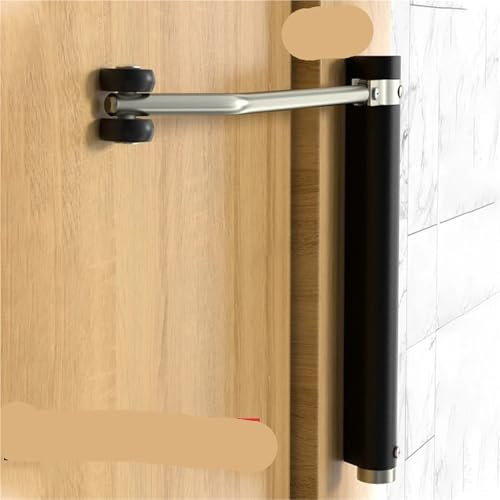 Ferme-porte en aluminium ménage petit coussin rebond porte coulissante en bois ferme-porte facile sans perçage ferme-porte automatique 1 pièces(BLACK)