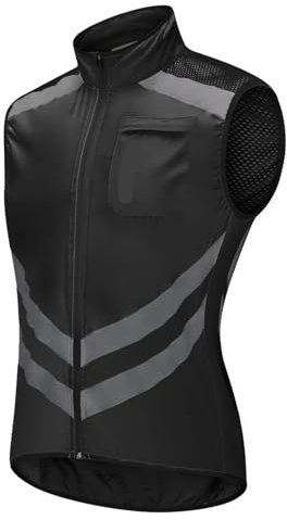 Ayztantine Weste Radfahren Herren Fahrradweste, Windjacke, Winddicht, Mantel, atmungsaktiv, reflektierend, ärmellos, for Laufen, Wandern(01,XXXL)