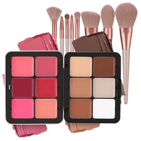 Palette Correttori Colorati, MKNZOME 12 Colori Contouring Viso Crema Correttore Occhiaie e Pennelli Trucco Palette Contouring Impermeabili a Lunga Durata Set Trucchi Regalo per Donne Ragazze