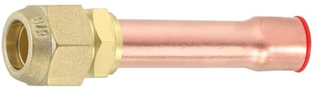 sourcing map Accesorio de tubería de latón, rosca macho SAE de 5/8 pulgadas x 5/8 pulgadas OD Flare adaptador con tubo de cobre para líneas de aire, aire acondicionado, refrigeración, sistemas HVAC,