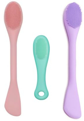 BleshiFashi Premium Silicone Facial Cleansing Brush Combo 3pcs,Mask Applicator and Skincare Brush for Pore Cleansing，Manual Facial Cleansing for Exfoliating Face/Lip/Makeup Removal Scrubber